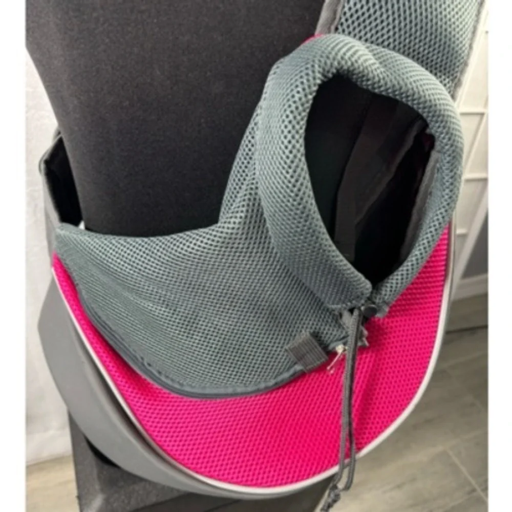 Yudodo Pet Small Dog Cat Sling Carrier Gray Pink Mesh‎ Travel Shoulder Bag